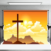 Aperturee - Aperturee Sunset Sky Clouds Mountain Cross Easter Backdrop